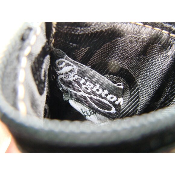 Brighton Small Coin Pocket Wallet Card Case Holder Black Heart Canvas Zip 4x3" - Picture 5 of 8